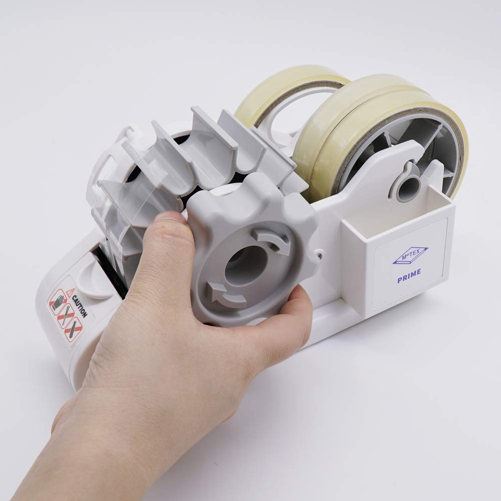 MoTEX Tape Dispenser Compatible with 3 Inch Core Tapes, 3 Rolls of Transparent Tapes with Dispenser -Prime (Light Pink)