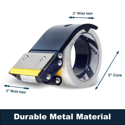 Excell Heavy-Duty Metal 2 Inch Packaging Tape Dispenser with Safety Blade Cover, Anti-Backflow Design, for Commercial Packaging, Shipping, Moving, Carton and Box Sealing