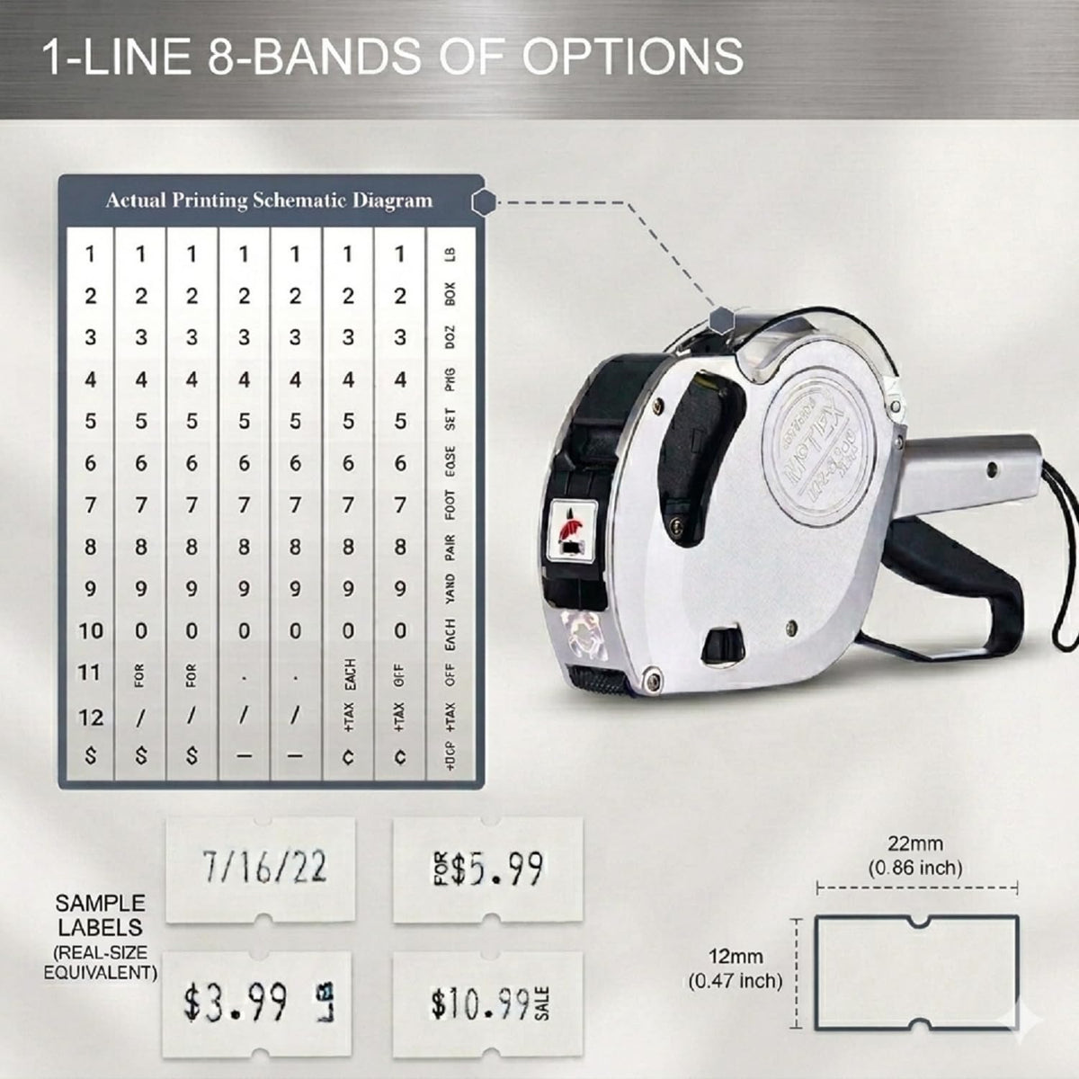 Motex Professional MX-5500NEW 1 Line 8 Digits Label Gun Kit - Includes 7,000 Blank Labels, Label Scraper and 1 Inker with 2 Ink Refill - for Grocery Store, Retail Shop, Garage Sale