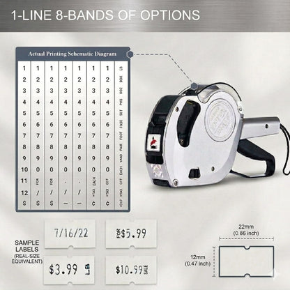 Motex Professional MX-5500NEW 1 Line 8 Digits Label Gun Kit - Includes 7,000 Blank Labels, Label Scraper and 1 Inker with 2 Ink Refill - for Grocery Store, Retail Shop, Garage Sale