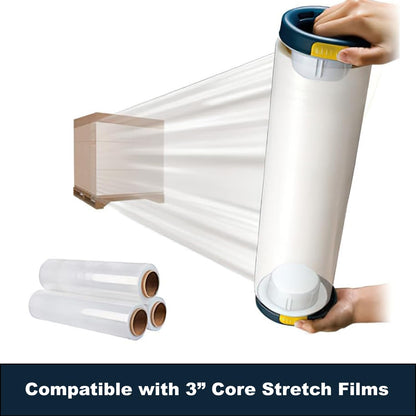 Excell Stretch Wrap Film Dispenser with a Brake, Hand Saver for Easy Pallet Packaging, Wrap Handle for Shrink Film Packing, Moving, E-Commerce, Factory & Warehouse, Fits Any 3" Core Film