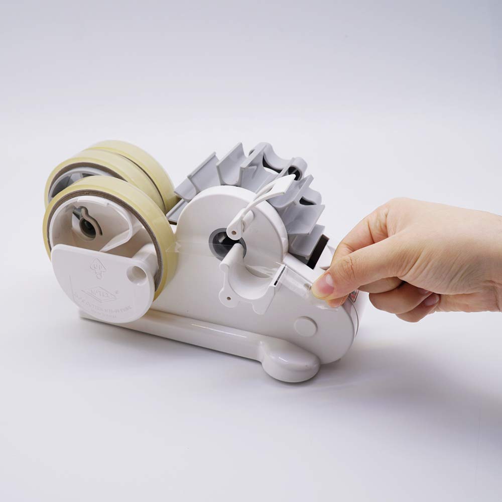 MoTEX Tape Dispenser Compatible with 3 Inch Core Tapes, 3 Rolls of Transparent Tapes with Dispenser -Prime (Light Pink)