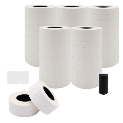 Motex 1 Line White Labels - 10,000 White Blank Price and Date Gun Labels with 1 Ink Roll, Fits MX-5500 and Perco 1 Line Price and Date Guns