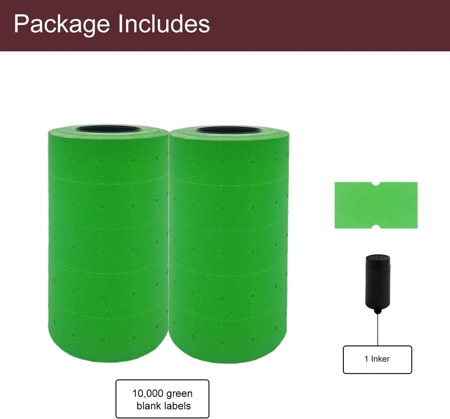 Motex 1 Line White Labels - 10,000 White Blank Price and Date Gun Labels with 1 Ink Roll, Fits MX-5500 and Perco 1 Line Price and Date Guns