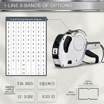 Motex Professional MX-5500NEW 1 Line 8 Digits Label Gun Kit - Includes 7,000 Blank Labels, Label Scraper and 1 Inker with 2 Ink Refill - for Grocery Store, Retail Shop, Garage Sale