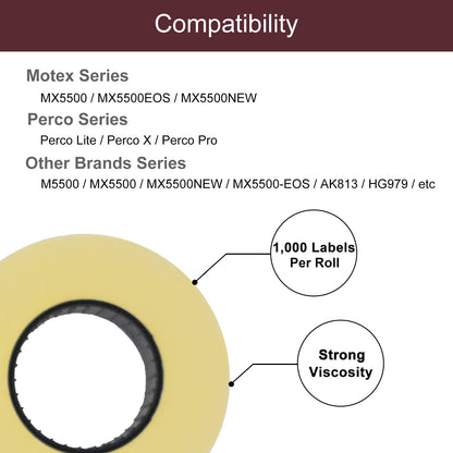 Motex 1 Line White Labels - 10,000 White Blank Price and Date Gun Labels with 1 Ink Roll, Fits MX-5500 and Perco 1 Line Price and Date Guns