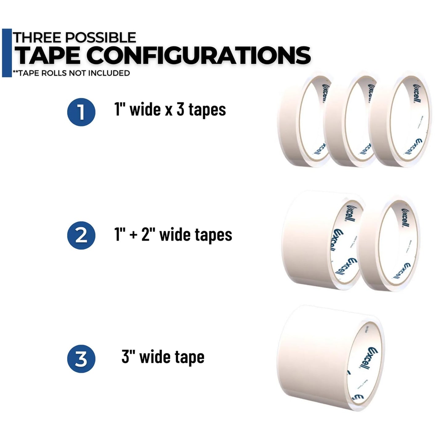 Excell Premium Steel 3 inch Core Metal Multi-Roll Desktop Tape Dispenser for Masking, Packing, Shipping, Packaging, and Painter (1-inch Wide)