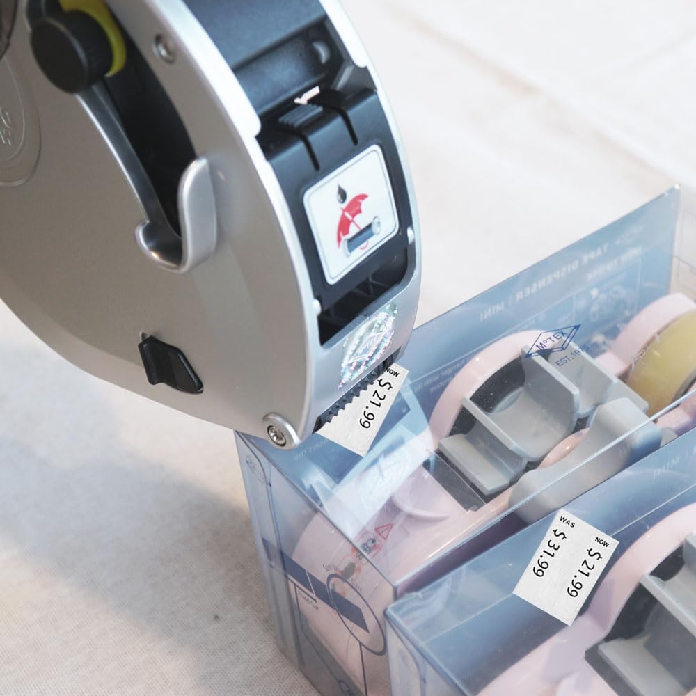 Motex MX-5500 New Version 1 Line 8 Digits Date Marking Gun – Pre-Loaded 1,000 White Sticker Labels and Pre-Loaded Inker with 1 Ink Refill - for Grocery Store, Retail Shop, Garage Sale (White)