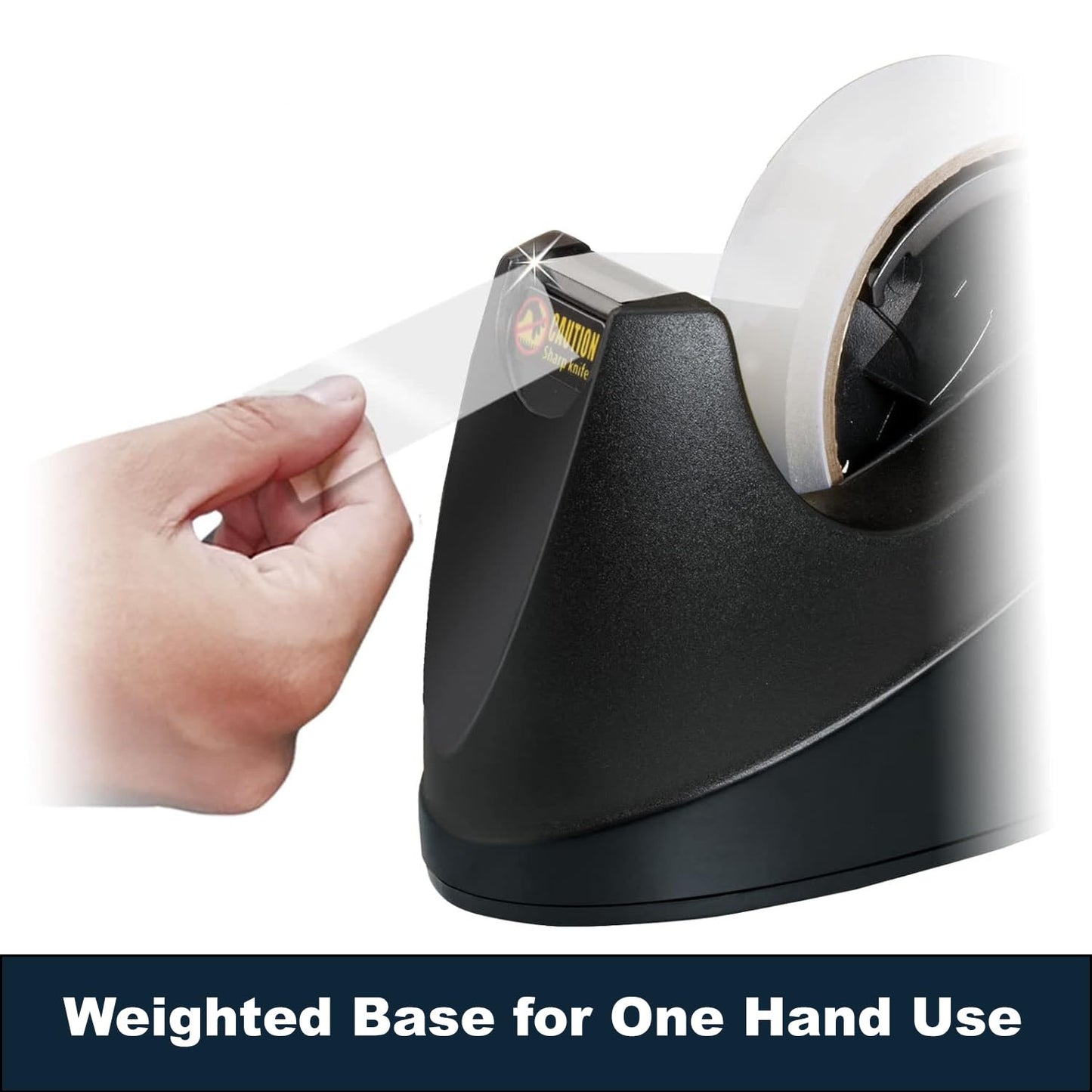 MDJ by Excell Desktop Tape Dispenser (Fits 1" + 3" Core) with Heavy-Weighted Base for One-Hand Dispensing for Office, Home, School, Masking, Heat Transfer, Sublimation, Crafts, Gift Wrapping (Chrome)