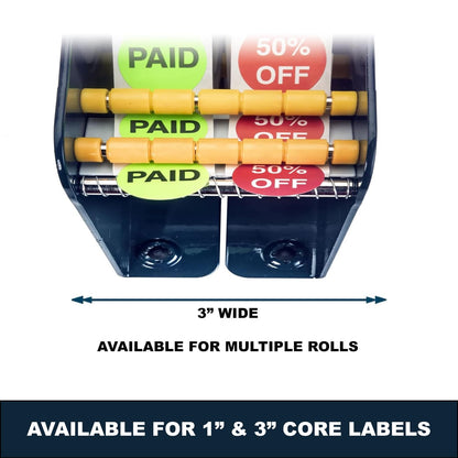 Manual Label Sticker Dispenser with 4 Suction Cups Base for Tabletop, Adjustable Holder for Multiple Rolls