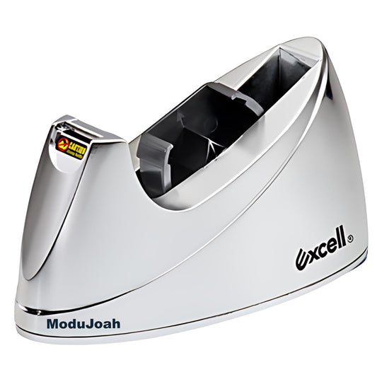 MDJ by Excell Desktop Tape Dispenser (Fits 1" + 3" Core) with Heavy-Weighted Base for One-Hand Dispensing for Office, Home, School, Masking, Heat Transfer, Sublimation, Crafts, Gift Wrapping (Chrome)