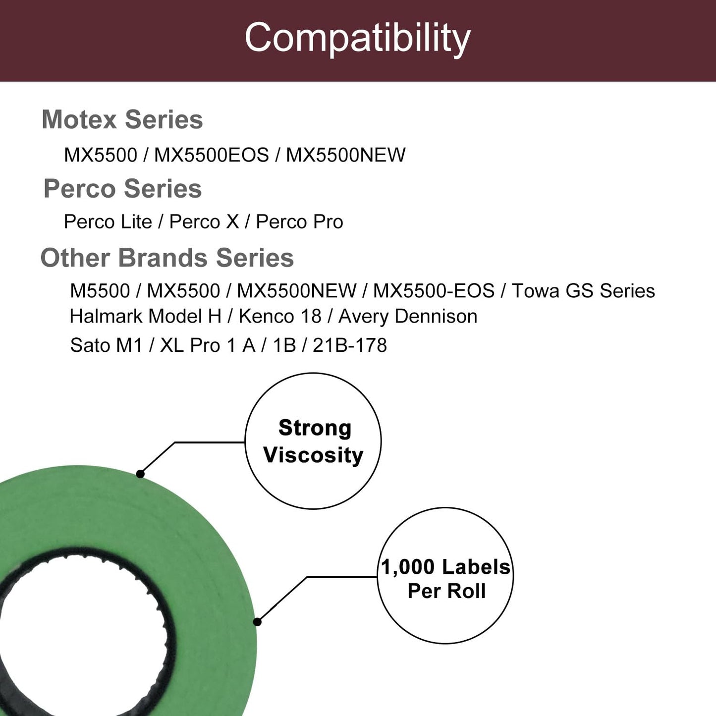 Motex 1 Line White Labels - 10,000 White Blank Price and Date Gun Labels with 1 Ink Roll, Fits MX-5500 and Perco 1 Line Price and Date Guns
