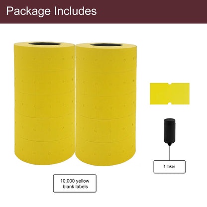 Motex 1 Line White Labels - 10,000 White Blank Price and Date Gun Labels with 1 Ink Roll, Fits MX-5500 and Perco 1 Line Price and Date Guns