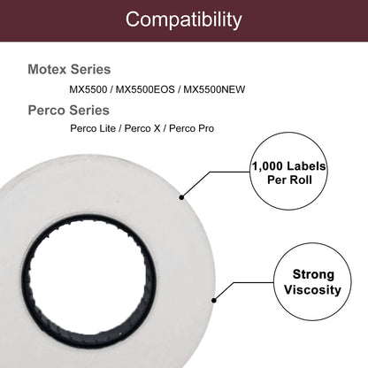 Motex MX-5500 New Version 1 Line 8 Digits Date Marking Gun – Pre-Loaded 1,000 White Sticker Labels and Pre-Loaded Inker with 1 Ink Refill - for Grocery Store, Retail Shop, Garage Sale (White)