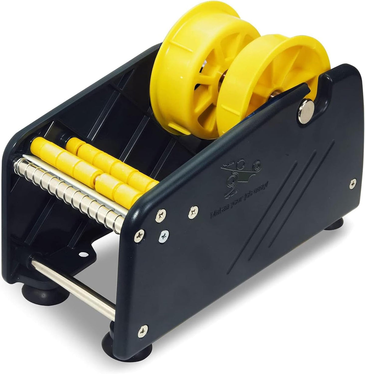 Manual Label Sticker Dispenser with 4 Suction Cups Base for Tabletop, Adjustable Holder for Multiple Rolls