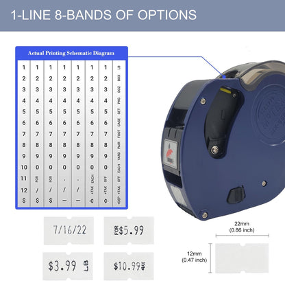 Motex MX-5500 New Version 1 Line 8 Digits Price Tag Gun Kit - Includes 10,000 Blank Labels (White + Red + Yellow + Green) and 1 Pre-Loaded Inker with 1 Ink Refill