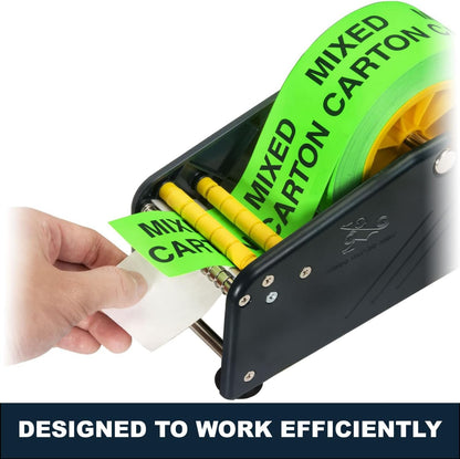 Manual Label Sticker Dispenser with 4 Suction Cups Base for Tabletop, Adjustable Holder for Multiple Rolls