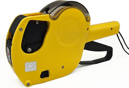 Motex MX-5500 New Version 1 Line 8 Digits Date Marking Gun – Pre-Loaded 1,000 White Sticker Labels and Pre-Loaded Inker with 1 Ink Refill - for Grocery Store, Retail Shop, Garage Sale (White)