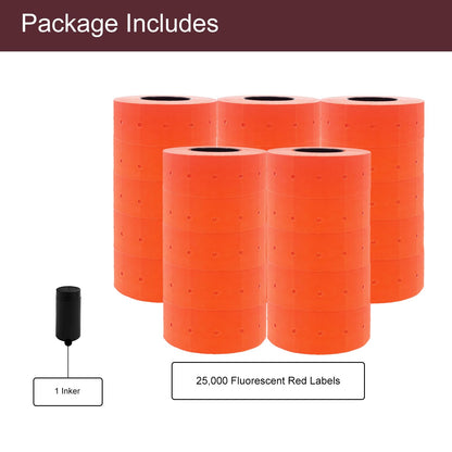 Motex 1 Line White Labels - 10,000 White Blank Price and Date Gun Labels with 1 Ink Roll, Fits MX-5500 and Perco 1 Line Price and Date Guns