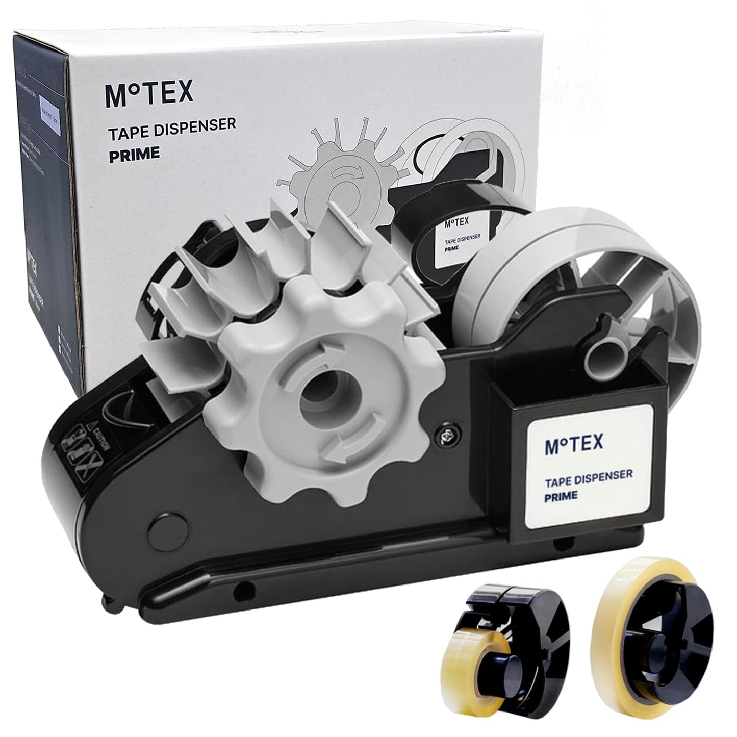 MoTEX Tape Dispenser Compatible with 3 Inch Core Tapes, 3 Rolls of Transparent Tapes with Dispenser -Prime (Light Pink)