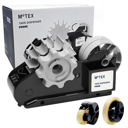 MoTEX Tape Dispenser Compatible with 3 Inch Core Tapes, 3 Rolls of Transparent Tapes with Dispenser -Prime (Light Pink)