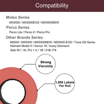 Motex 1 Line White Labels - 10,000 White Blank Price and Date Gun Labels with 1 Ink Roll, Fits MX-5500 and Perco 1 Line Price and Date Guns