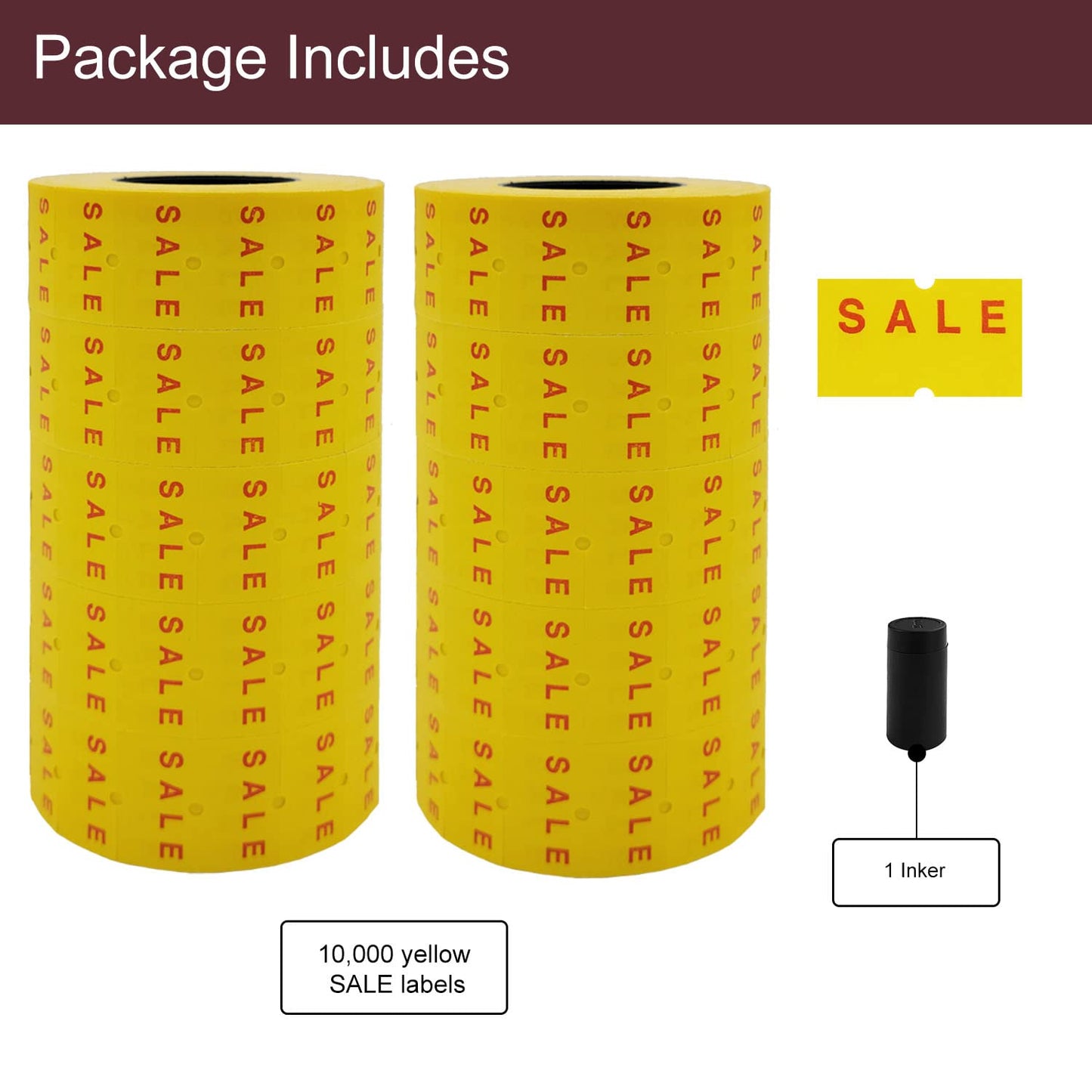 Motex 1 Line White Labels - 10,000 White Blank Price and Date Gun Labels with 1 Ink Roll, Fits MX-5500 and Perco 1 Line Price and Date Guns