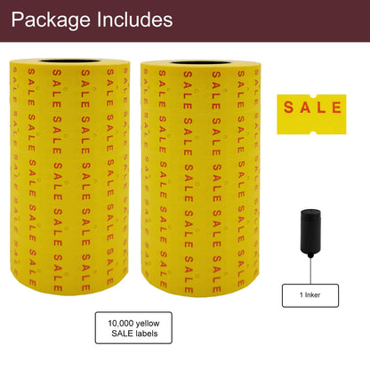 Motex 1 Line White Labels - 10,000 White Blank Price and Date Gun Labels with 1 Ink Roll, Fits MX-5500 and Perco 1 Line Price and Date Guns