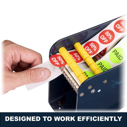 Manual Label Sticker Dispenser with 4 Suction Cups Base for Tabletop, Adjustable Holder for Multiple Rolls
