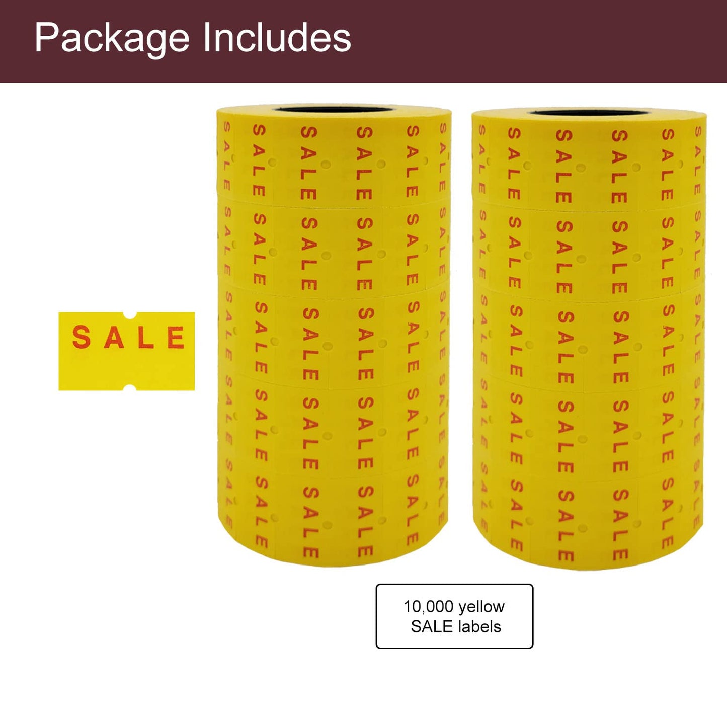 Motex 1 Line White Labels - 10,000 White Blank Price and Date Gun Labels with 1 Ink Roll, Fits MX-5500 and Perco 1 Line Price and Date Guns
