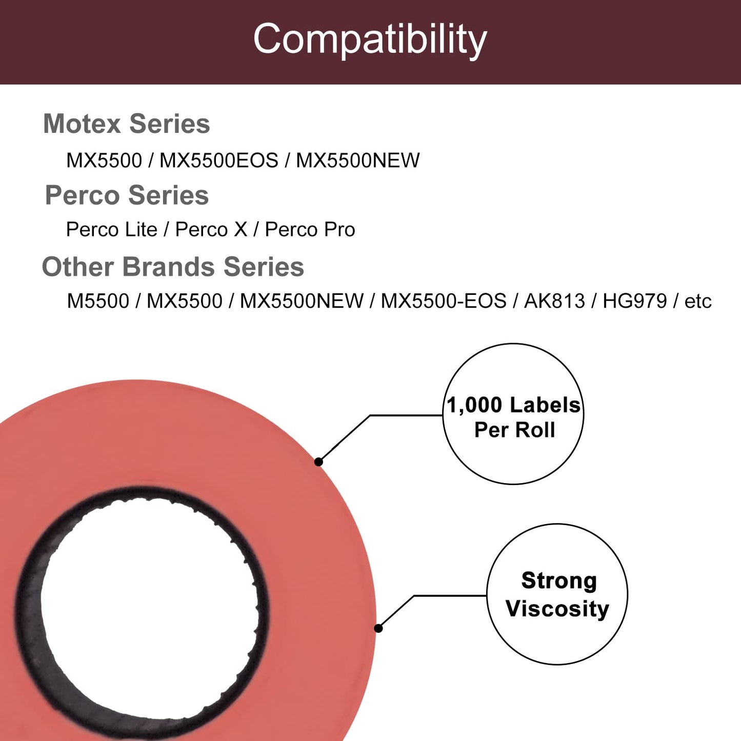 Motex 1 Line White Labels - 10,000 White Blank Price and Date Gun Labels with 1 Ink Roll, Fits MX-5500 and Perco 1 Line Price and Date Guns