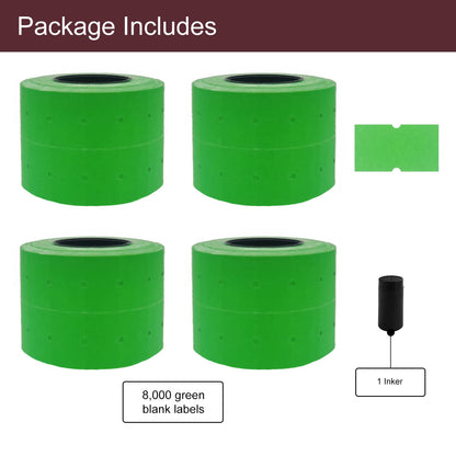 Motex 1 Line White Labels - 10,000 White Blank Price and Date Gun Labels with 1 Ink Roll, Fits MX-5500 and Perco 1 Line Price and Date Guns