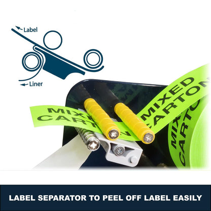 Manual Label Sticker Dispenser with 4 Suction Cups Base for Tabletop, Adjustable Holder for Multiple Rolls