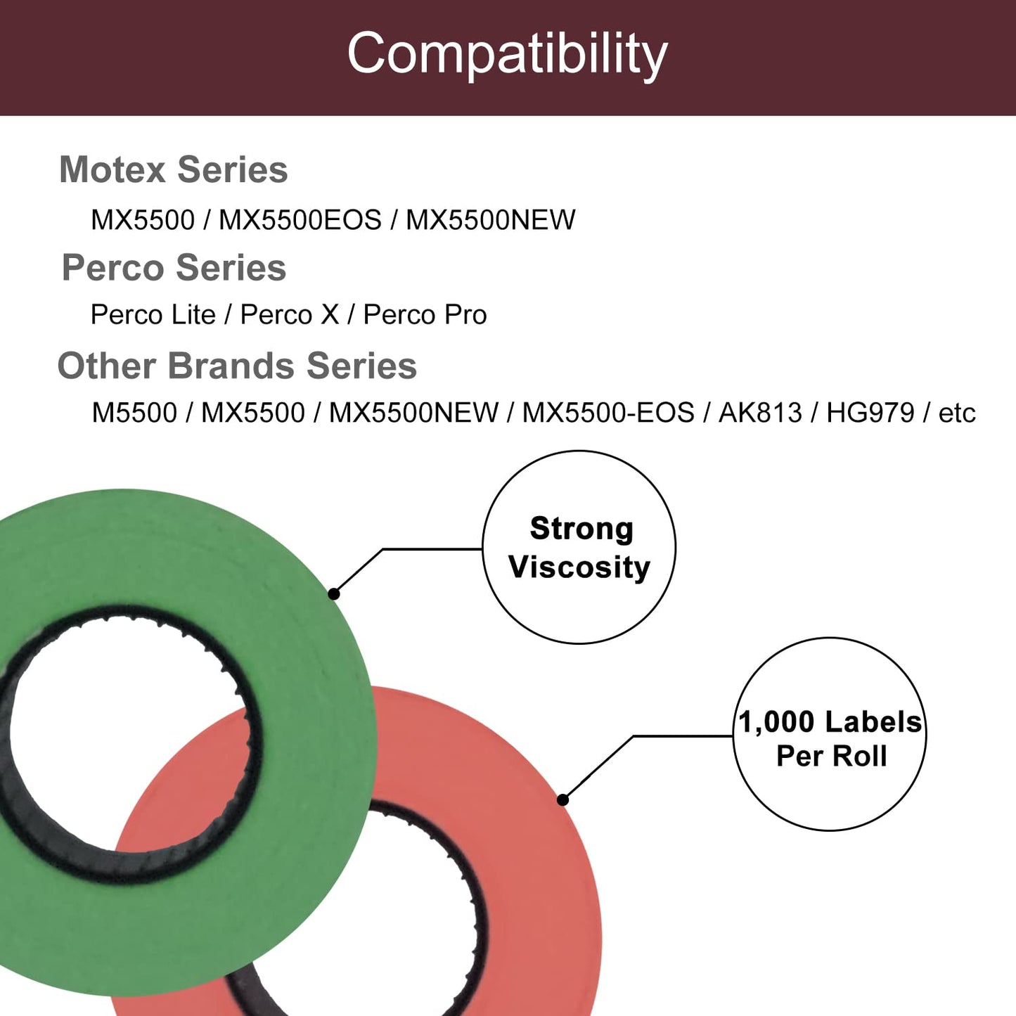 Motex 1 Line White Labels - 10,000 White Blank Price and Date Gun Labels with 1 Ink Roll, Fits MX-5500 and Perco 1 Line Price and Date Guns