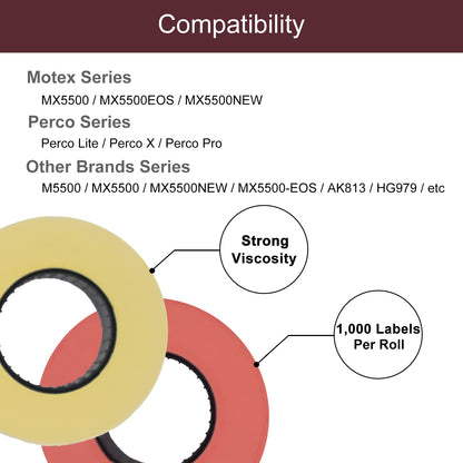 Motex 1 Line White Labels - 10,000 White Blank Price and Date Gun Labels with 1 Ink Roll, Fits MX-5500 and Perco 1 Line Price and Date Guns