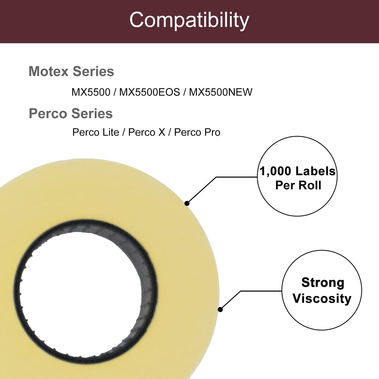 Motex 1 Line White Labels - 10,000 White Blank Price and Date Gun Labels with 1 Ink Roll, Fits MX-5500 and Perco 1 Line Price and Date Guns