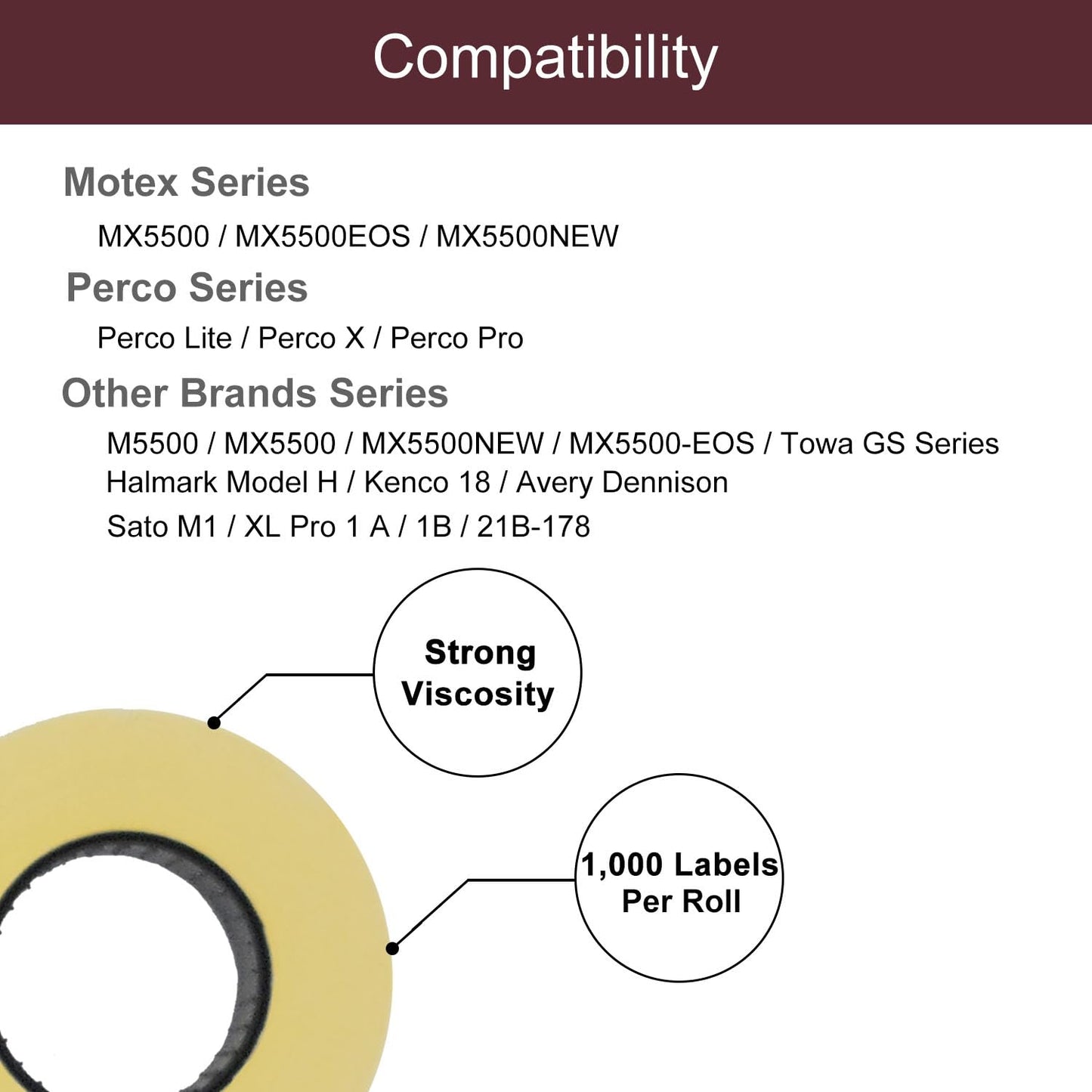 Motex 1 Line White Labels - 10,000 White Blank Price and Date Gun Labels with 1 Ink Roll, Fits MX-5500 and Perco 1 Line Price and Date Guns