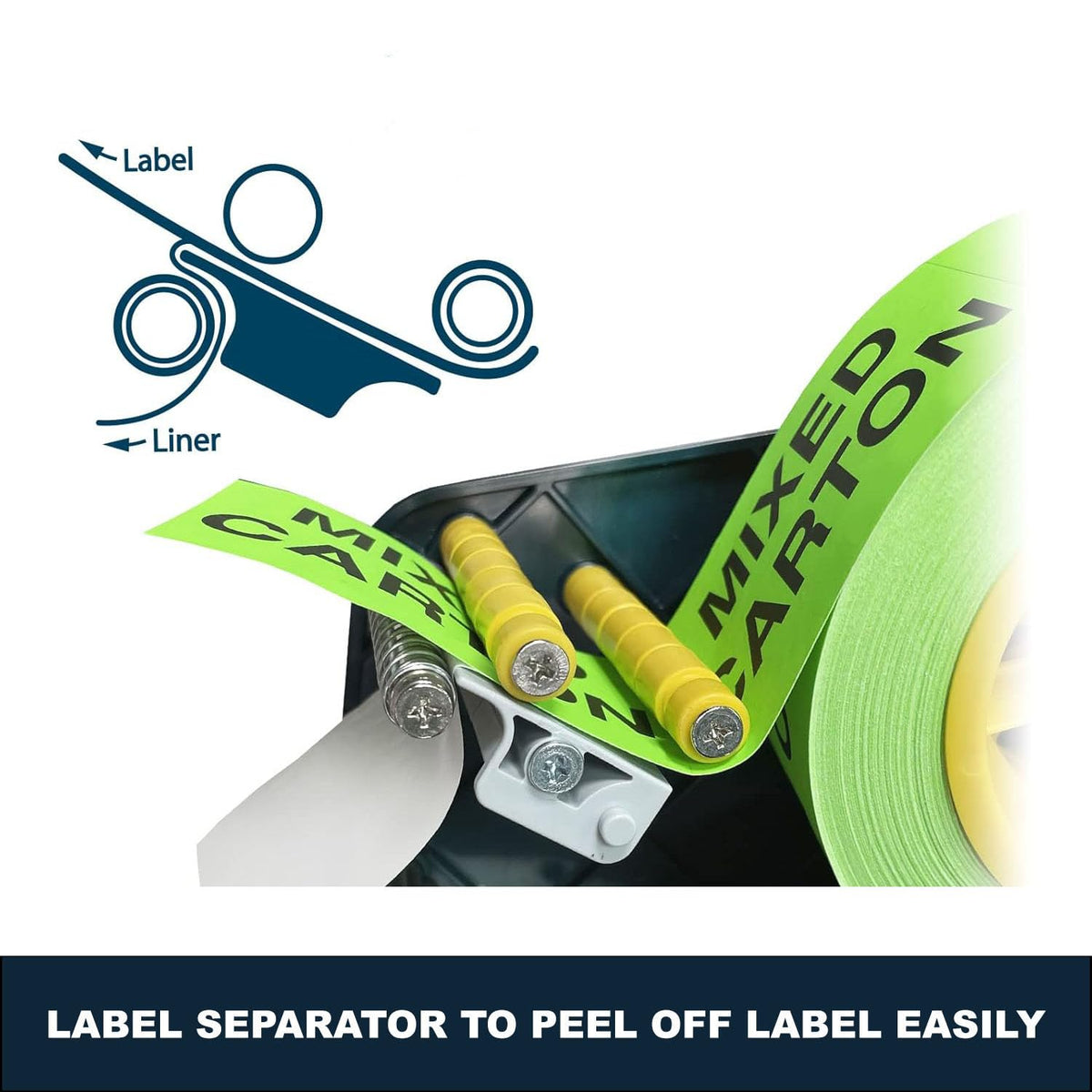 Manual Label Sticker Dispenser with 4 Suction Cups Base for Tabletop, Adjustable Holder for Multiple Rolls
