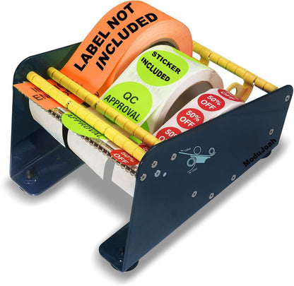 Manual Label Sticker Dispenser with 4 Suction Cups Base for Tabletop, Adjustable Holder for Multiple Rolls