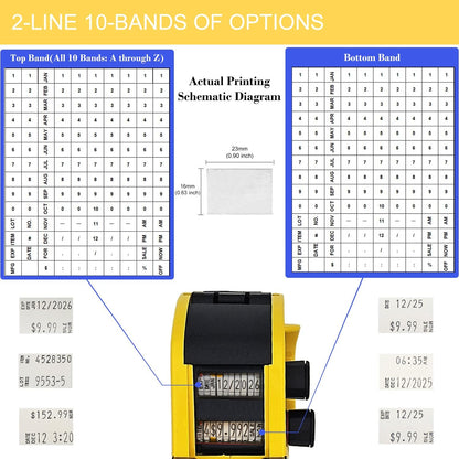 Motex MX-2316NEW 2 Line 20 Digits Date Marking Gun – 10 Digits Per line, Pre-Loaded 1,000 White Sticker Labels and Pre-Loaded Inker with 1 Ink Refill