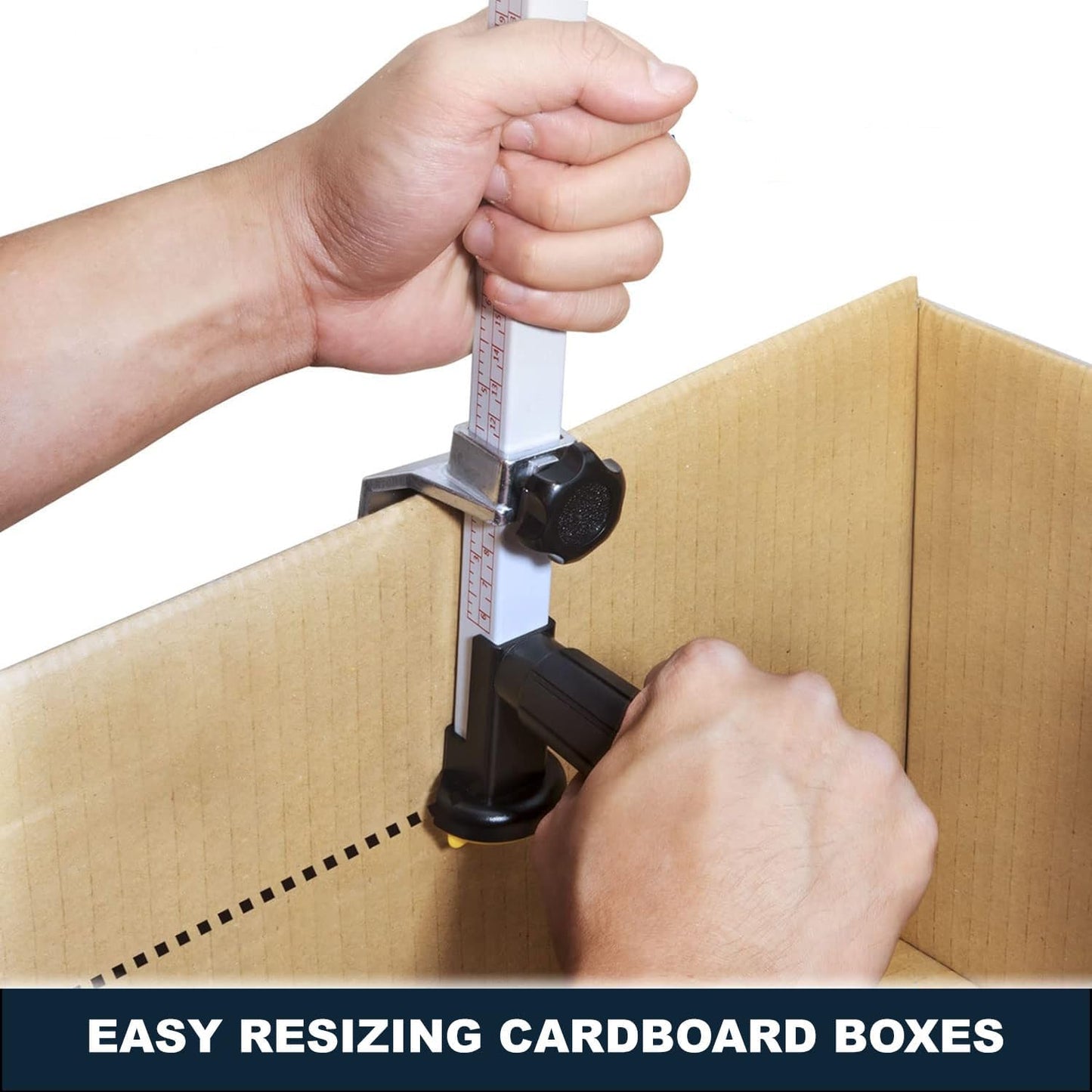 MDJ by Excell Box Resizer with Safety Blade Cover & Scoring Wheel, Reduce Carton Size, Customize Shipping Box - Box scorer Tool Cardboard Box reducer for E-commerce Business, Warehouse Packaging