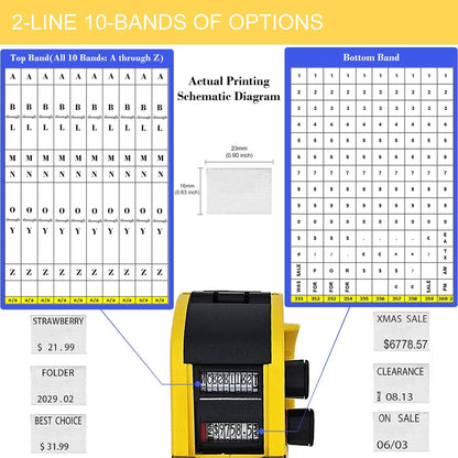 Motex MX-2316NEW 2 Line 20 Digits Price Tag Gun – 10 Digits Per line, Pre-Loaded 1,000 White Sticker Labels and Pre-Loaded Inker with 1 Ink Refill