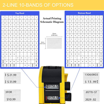 Motex MX-2316NEW 2 Line 20 Digits Price Tag Gun – 10 Digits Per line, Pre-Loaded 1,000 White Sticker Labels and Pre-Loaded Inker with 1 Ink Refill (Copy)