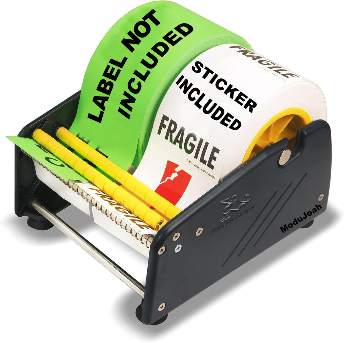 Manual Label Sticker Dispenser with 4 Suction Cups Base for Tabletop, Adjustable Holder for Multiple Rolls