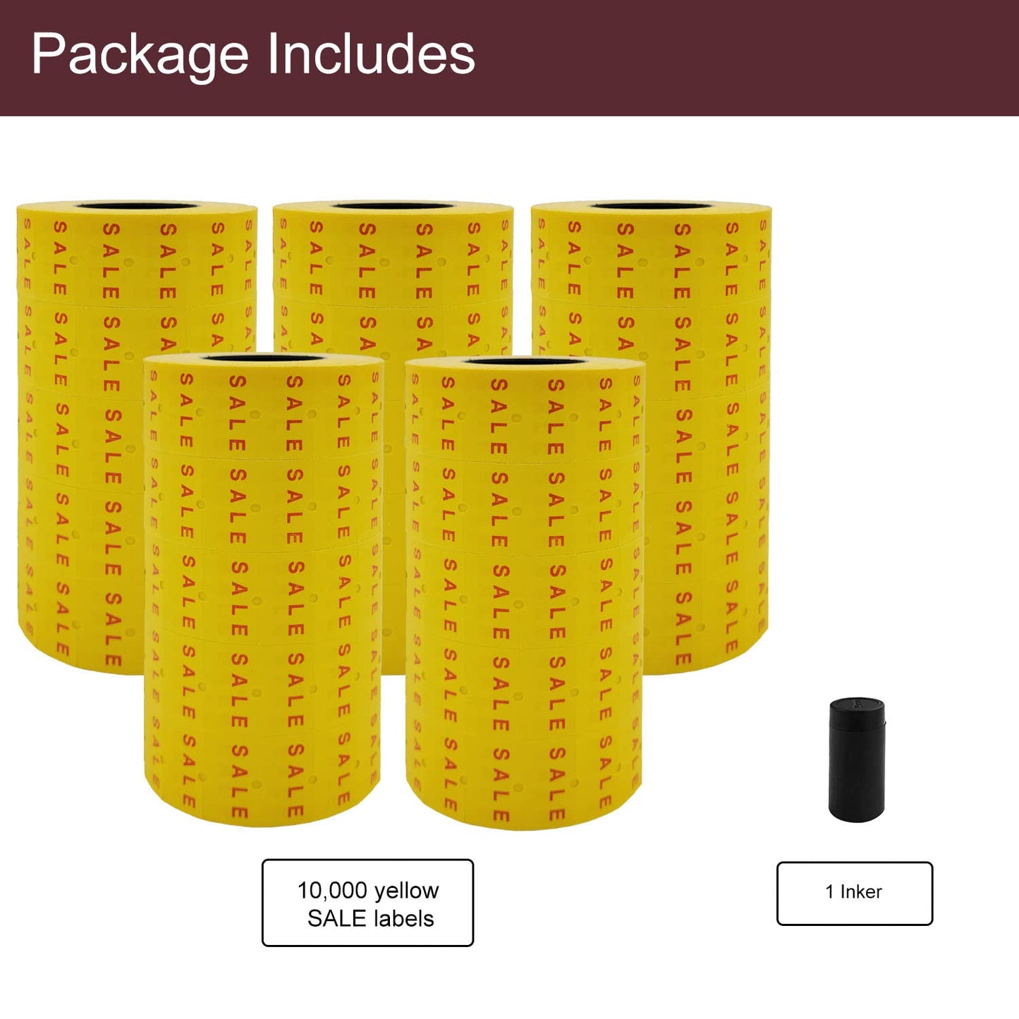 Motex 1 Line White Labels - 10,000 White Blank Price and Date Gun Labels with 1 Ink Roll, Fits MX-5500 and Perco 1 Line Price and Date Guns