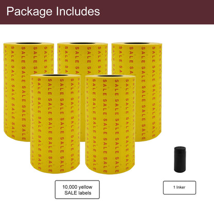 Motex 1 Line White Labels - 10,000 White Blank Price and Date Gun Labels with 1 Ink Roll, Fits MX-5500 and Perco 1 Line Price and Date Guns