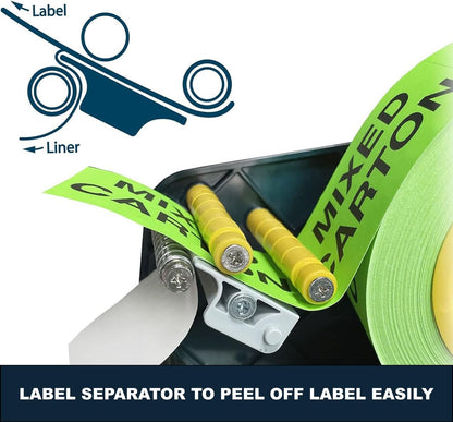 Manual Label Sticker Dispenser with 4 Suction Cups Base for Tabletop, Adjustable Holder for Multiple Rolls