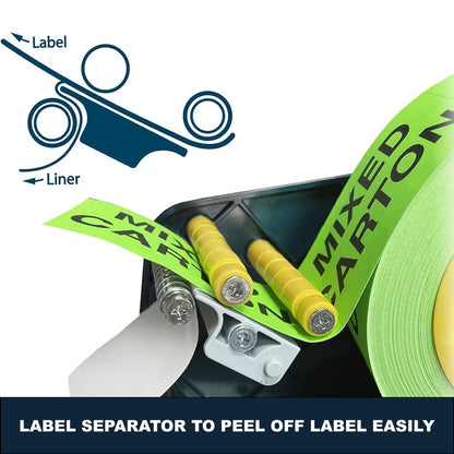 Manual Label Sticker Dispenser with 4 Suction Cups Base for Tabletop, Adjustable Holder for Multiple Rolls