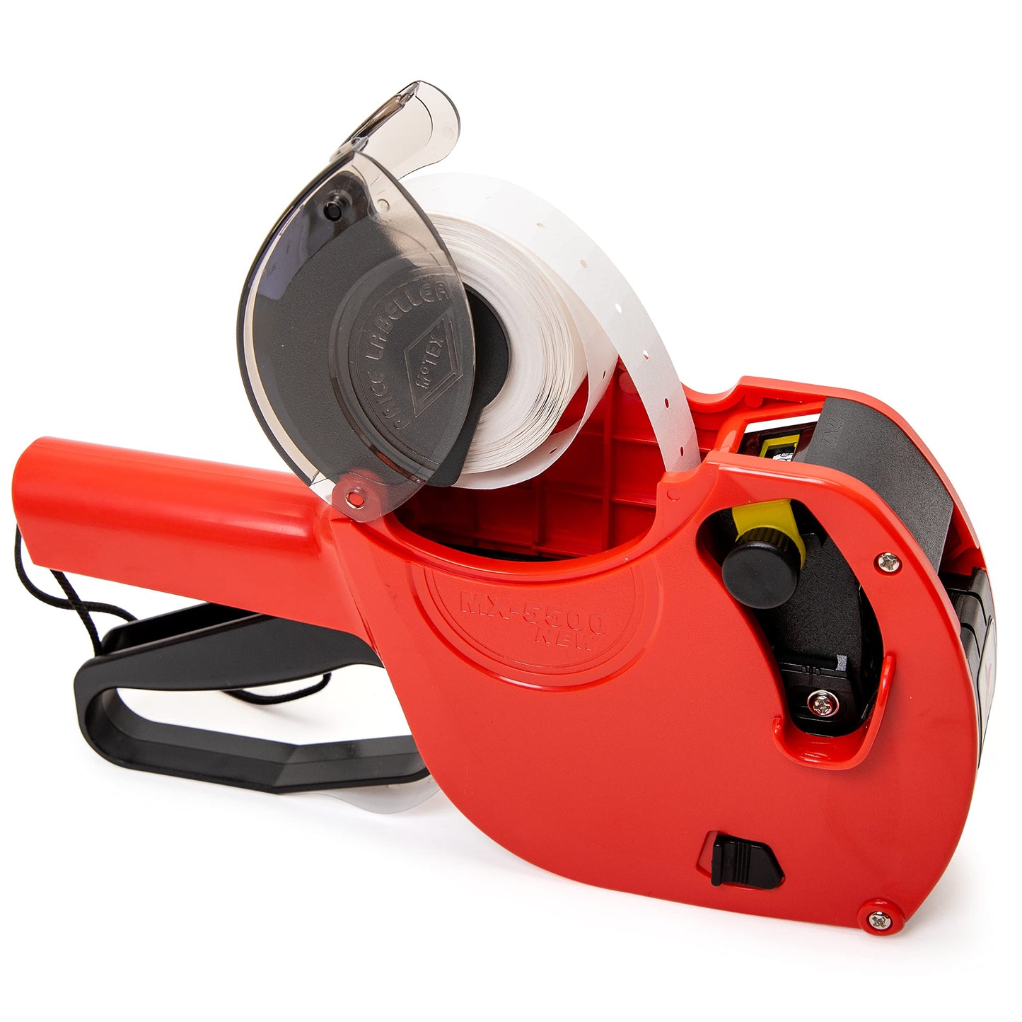 Motex MX-5500 New Version 1 Line 8 Digits Date Marking Gun – Pre-Loaded 1,000 White Sticker Labels and Pre-Loaded Inker with 1 Ink Refill - for Grocery Store, Retail Shop, Garage Sale (White)