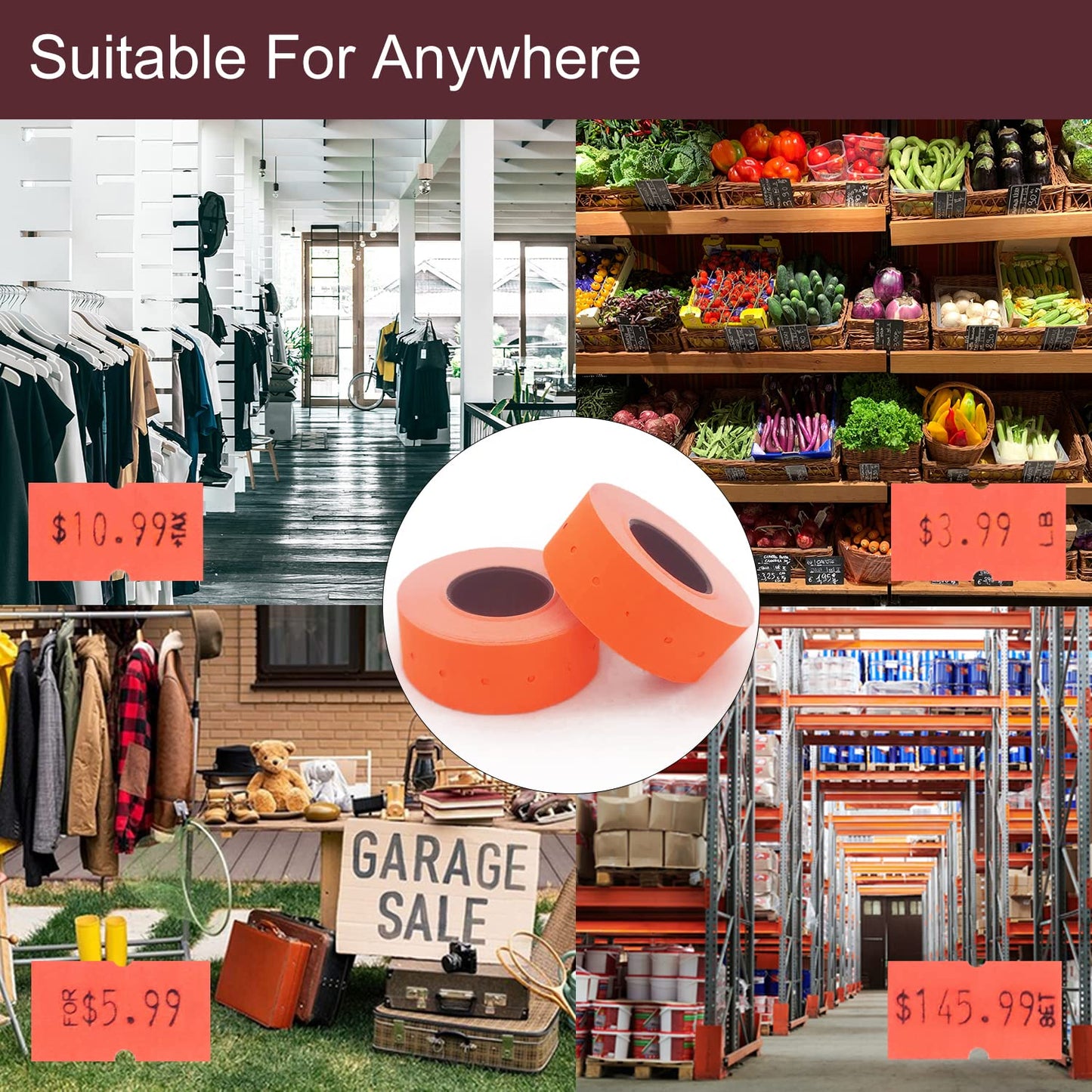 Motex 1 Line White Labels - 10,000 White Blank Price and Date Gun Labels with 1 Ink Roll, Fits MX-5500 and Perco 1 Line Price and Date Guns